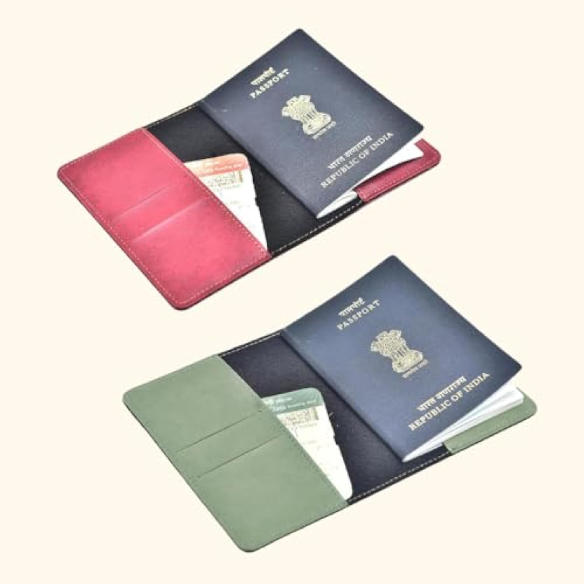 Couple's Classy Leather Twinning Passport Cover, Brown