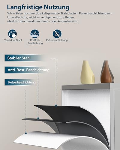Aktenschrank, Mehrzweckschrank, Stahl-Aufbewahrungsschrank, Werkstattschrank, 180 x 80 x 40 cm, graues weiß