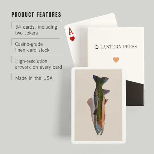 Lantern Press Trout, Double Exposure, 52 Naipes Poker miniatura 3