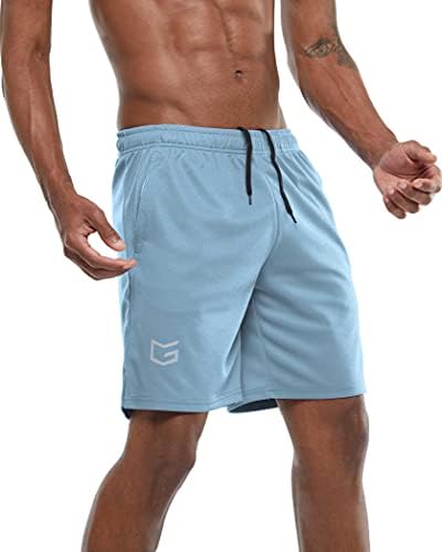 G Gradual Men's 7" Workout Running Shorts Quick Dry Lightweight Gym Shorts with Zip Pockets (Light Blue X-Large)
