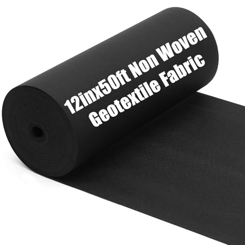 Fiwochic 6oz 12in×50ft Non Woven Geotextile Fabric for Landscaping, Black