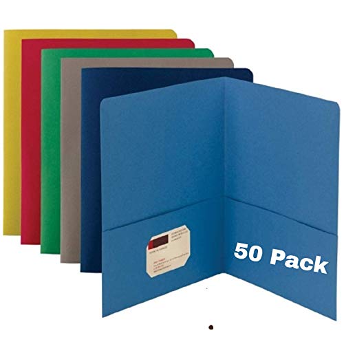 1InTheOffice 2 Pocket Folder, Leatherette Portfolio, 2 Pocket File folders (50 Pack)