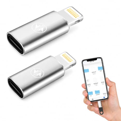 Image of Verilux 2Pcs Lighting to Type C Converter with PD 27W Fast Charging | Type C Female to Lighting Male Connector with Aluminum Alloy Metal Housing for iPhone 14 /13 /iPad /iPod /AirPods iOS Devices