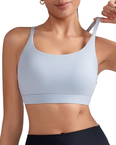 Image of RUNNING GIRL Sports Bras for Women,Light Impact Molded Cup Strap Sports Bra with Sewn in Pads,Best for A-C Cup