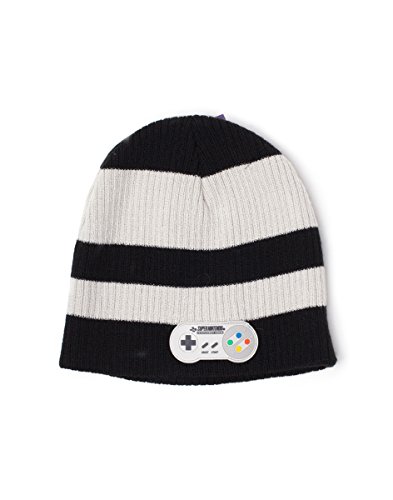 Bioworld Nintendo SNES - Gorro para Hombre, diseño de Rayas, Talla única, Color Negro