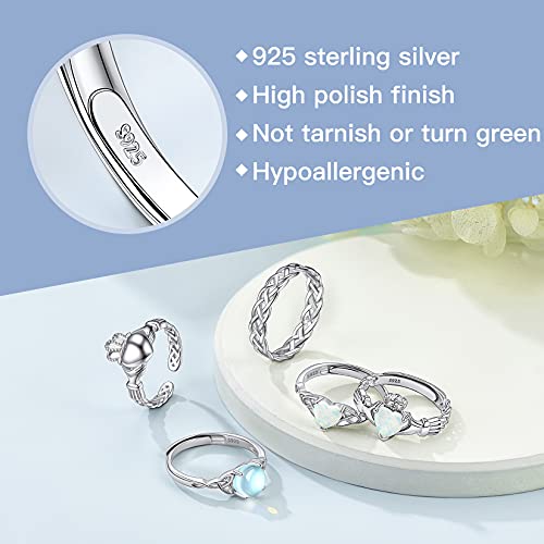 925 Sterling Silver Good Luck Celtic Twisted Knot/Claddagh Heart Birthstone Ring, Thin Delicate Adjustable Promise Engagement Ring Irish Jewelry for Women4