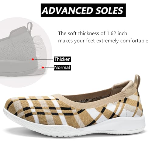 Image of LEDINEY Women's Flats Slip On Go Walk Shoes for Women Comfortable Walking Sneakers Knit Low Wedge Dressy Ballet Shoes Zapatos para Mujer