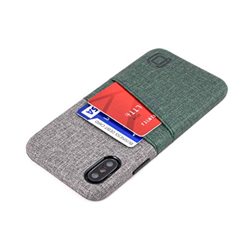 Dockem Luxe M2 Funda Cartera para iPhone XS/X: Funda Tarjetero Slim con Placa de Metal Integrada para Soporte Magnético: Serie M [Verde Oscuro y Gris]