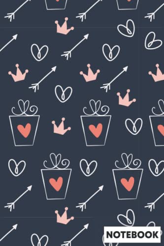 Decorative Pink Hearts and Crowns Notebook For Her: 120 blank lined pages | 6"x9" | for women and girls