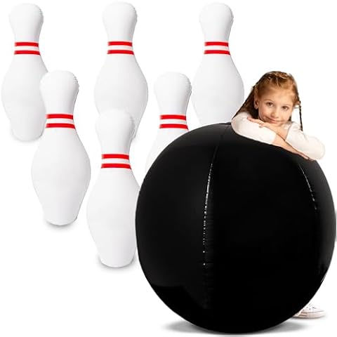Island Genius Giant Inflatable Bowling Set for Kids, Jumbo Bowling Ball & Pins, Giant Bowling Game for Indoor Yard Lawn Birthday Party Games, Kids Outdoor Games, Kids Inflatable Games 3-6 Years & Up Cover