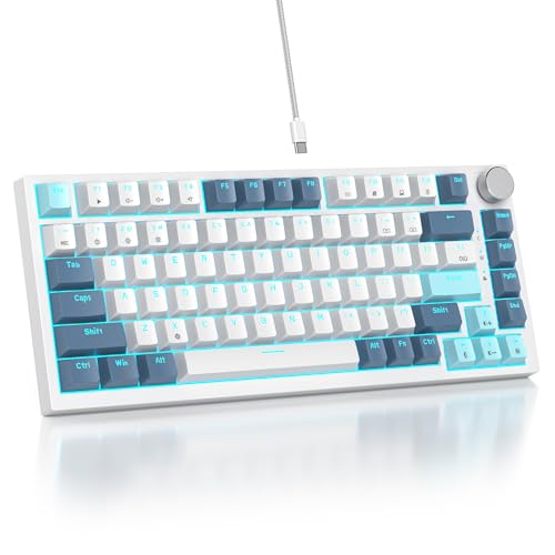 Image of 75% TKL Wired Mechanical Keyboard,RGB Backlit Gasket Mount 82 Key Hot Swappable Custom Linear Red Switch Gaming Keyboard with Volume Knob & PBT Keycaps (82 Shoko)
