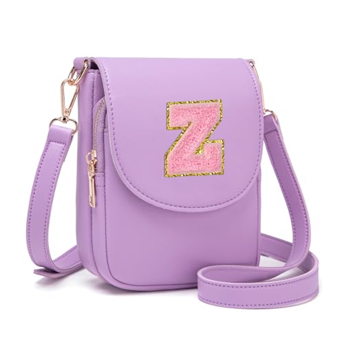 Image of Viverte Crossbody Purse for Teen Girls Small Initial Cell Phone Toddler Purse Leather Triple Compartment Crossbody Bags