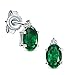 Produktbild Miore Ohrringe Damen 0.02 Ct Diamant ovale Ohrhänger mit Edelstein/Geburtsstein Smaragd in grün aus Weißgold 9 Karat / 375 Gold, Ohrschmuck mit Diamanten Brillanten
