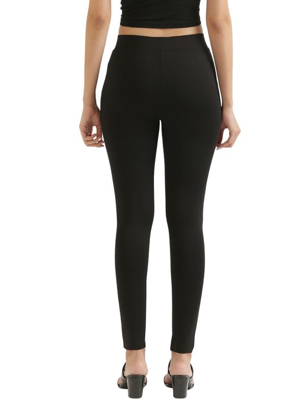Image of SAADAA Women's Regular Fit High Rise 4-Way Stretchable Pants Yoga, Formal, and Regular Skinny High Waist Leggings 2 Deep Pockets Elastic Waistband Durable Interlock Stitching