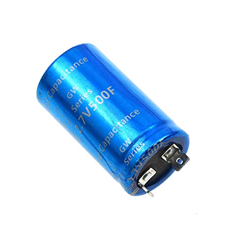 2.7V 500F Farad Capacitor Ultracapacitor 500 Capacitance Vehicle Rectifier Low ESR Super Capacitor High Frequency for Car (2.7V 500F Flat Feet)
