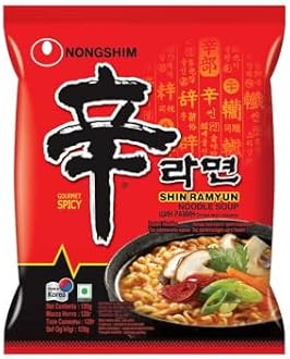 Nongshim Shin Ramyun Korean Style Spicy Noodle Soup Instant Noodles, 4.23 oz ℮ 120 g