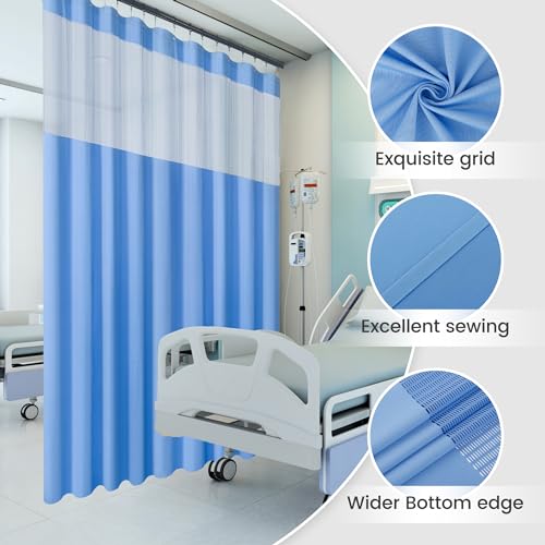 Image of Flame Retardant Hospital Room Divider, Grommet Cubicle Curtains Privacy Medical Curtains for Hospital, Medical Clinic, Lab (1 Panel, 12x8FT, Dark Blue)