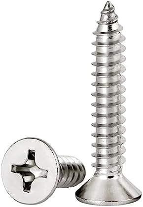 #8 x 1 Flat Head Sheet Metal Screws Phillips Drive Wood Screws, 304 Stainless Steel 18-8, Pack of 100