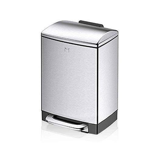 Poubelle muette en métal inox 6L à fermeture silencieuse pour salon