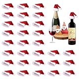 QIZHIQIAMY 30 Piezas Mini Gorros de Navidad 6x12cm Pequeño Gorro de Papá Noel Adornos Mini Sombrero de Navidad para Vajillas, Botellas De Vino, Casas de Muñecas y Decoraciones de Mesa