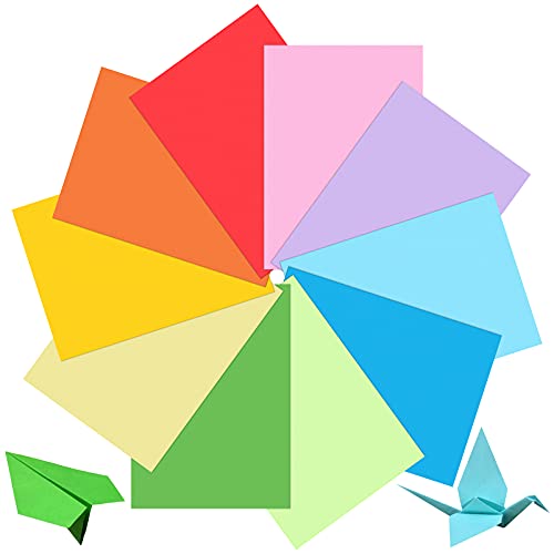 100 Sheets Colored Printer Paper, A4 Colorful Double Side Printer Paper, 10 Colors Art Craft Origami (12x8in)