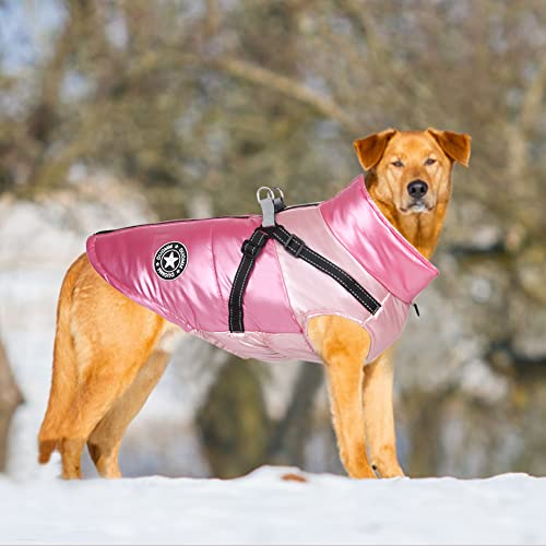 DoggieKit Hundemantel Winter Warm Gepolstert Puffer Pet KostümHund Kleidung Winterweste Hundejacke Wintermäntel wasserdichte Warme Jacke Sweater für Kleine Mittelgroße Große Hunde (S, Rosa)