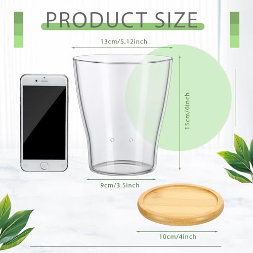 Baderke LE-BADERKE-883 Glass Orchid Pots With Holes And Bamboo Tray Glass Pot Water Level Control Semi Hydroponic Transparent Root Transparent Indoor Orchid Planter thumb #1