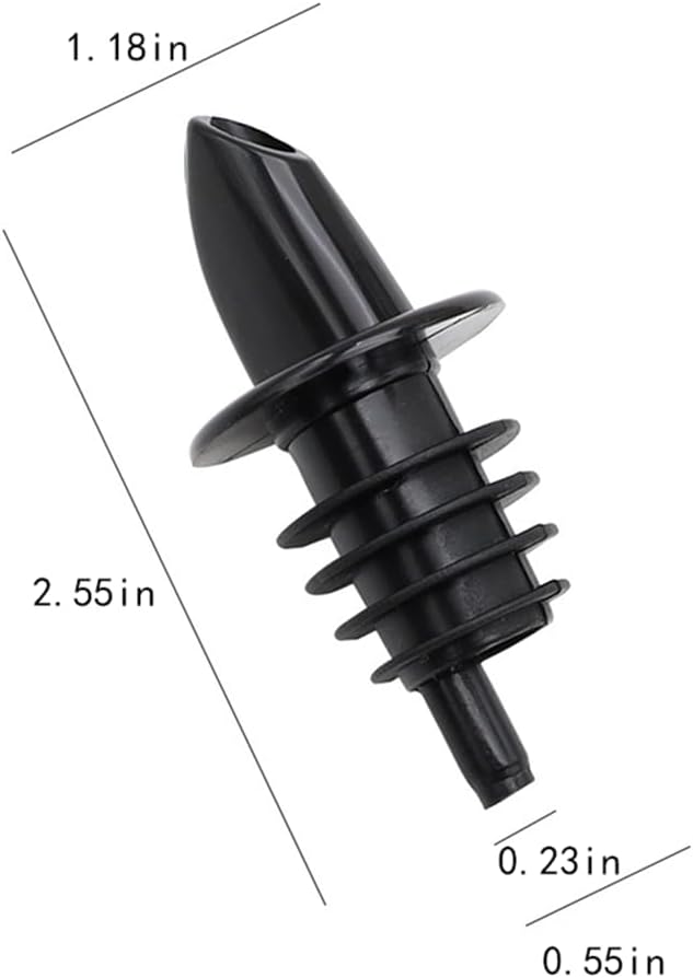 6 Pieces Plastic Bottle Pourer，Free Flow Pourers, Plastic Bottle Spout for Mixed Drinks,or Snowcone Syrup，Easy Pourer Dispense - Easy Install, Durable, Professional Bar Tool，Black, 6-Pack