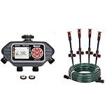 Eden Programmable Digital Water Timer 4-Zone, Compatible with Wireless Soil Moisture Sensor & Multi-Adjustable Flex Design Above Ground Irrigation Garden Sprinkler System, DIY Plant Watering Set