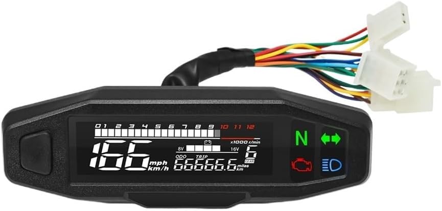 Motorbike Odometer Universal Mini RPM Gauge Motorcycle Meter Digital Odometer Electric Injection Carburetor Instrument for Motorcycle 12V