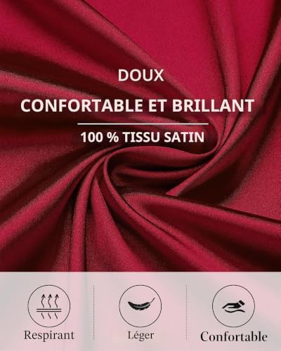 Sopesil Peignoir Satin Femme Robes Longues pour Femmes Robes de Mariée Vêtements de Nuit Doux pour le Mariage,Col en V,M,Rouge Brique – vue 4
