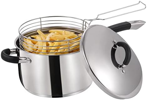 Royal Cuisine 20cm Stainless Steel Chip Pan Induction Pot Deep Fry Fries Pot Lid