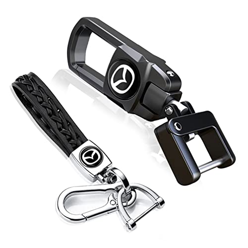 Buzsu 2Pcs For Mazda Leather Keychain, Metal Alloy Car Keychain For Volvo S90 S60 Xc60 Xc40 Xc90 V40 V60 S60 S80,Key Ring For Men Women,Family Present,Black #TOP5