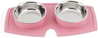 EveryYay Better Together Mauve Silicone Double Diner for Cats, 0.95 Cups