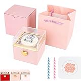 Rotating Ring Box,Little Bear Cake Flip Ring Box with Candle,Romantic Reversible Rotating Jewelry Boxs Gift for Proposal Valentines Birthday Anniversaries Wedding
