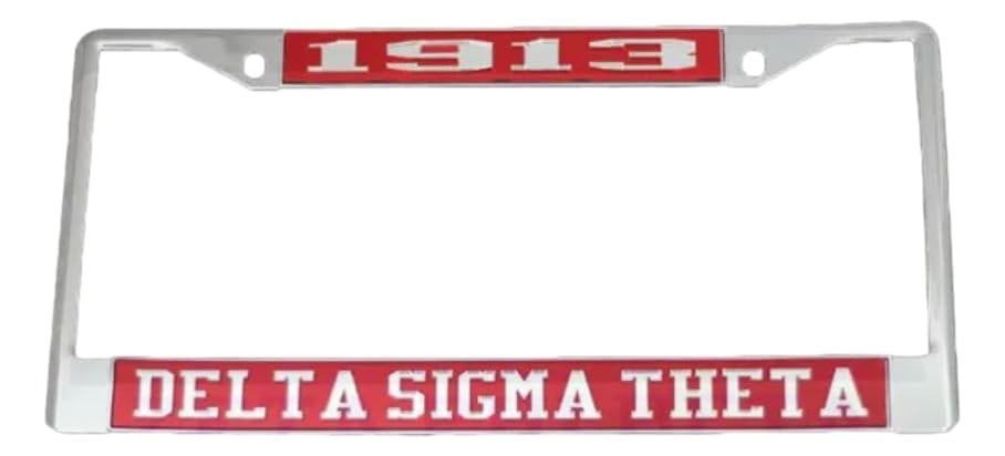 Delta Sigma Theta (DST) Chrome Acrylic License Plate Frame (Red Acrylic & Silver Founding Year)