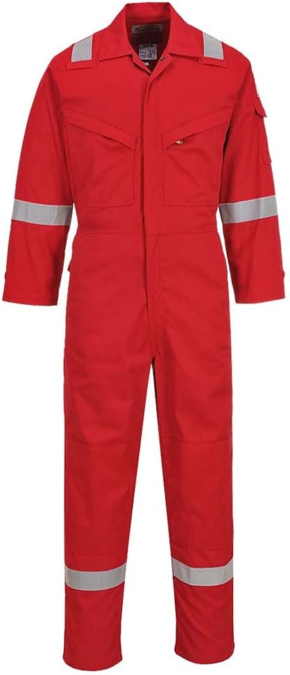 Portwest Flame Resistant Light Weight Anti-Static Coverall 280g, Size: S, Colour: Red, FR28RERS