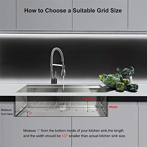 MONSINTA Kitchen Sink Grid and Sink Protectors, Stainless Steel Sink Grids for Bottom of Kitchen Sinks, 26" x 14" with Rear Drain for Single Bowl Sinks by MONSINTA - Image 6
