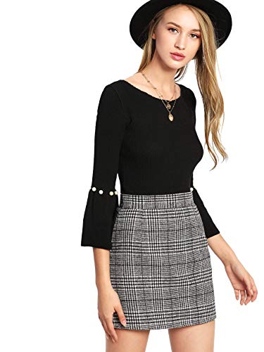 Floerns Women's Plaid High Waist Bodycon Mini Skirt A Grey S #TOP3