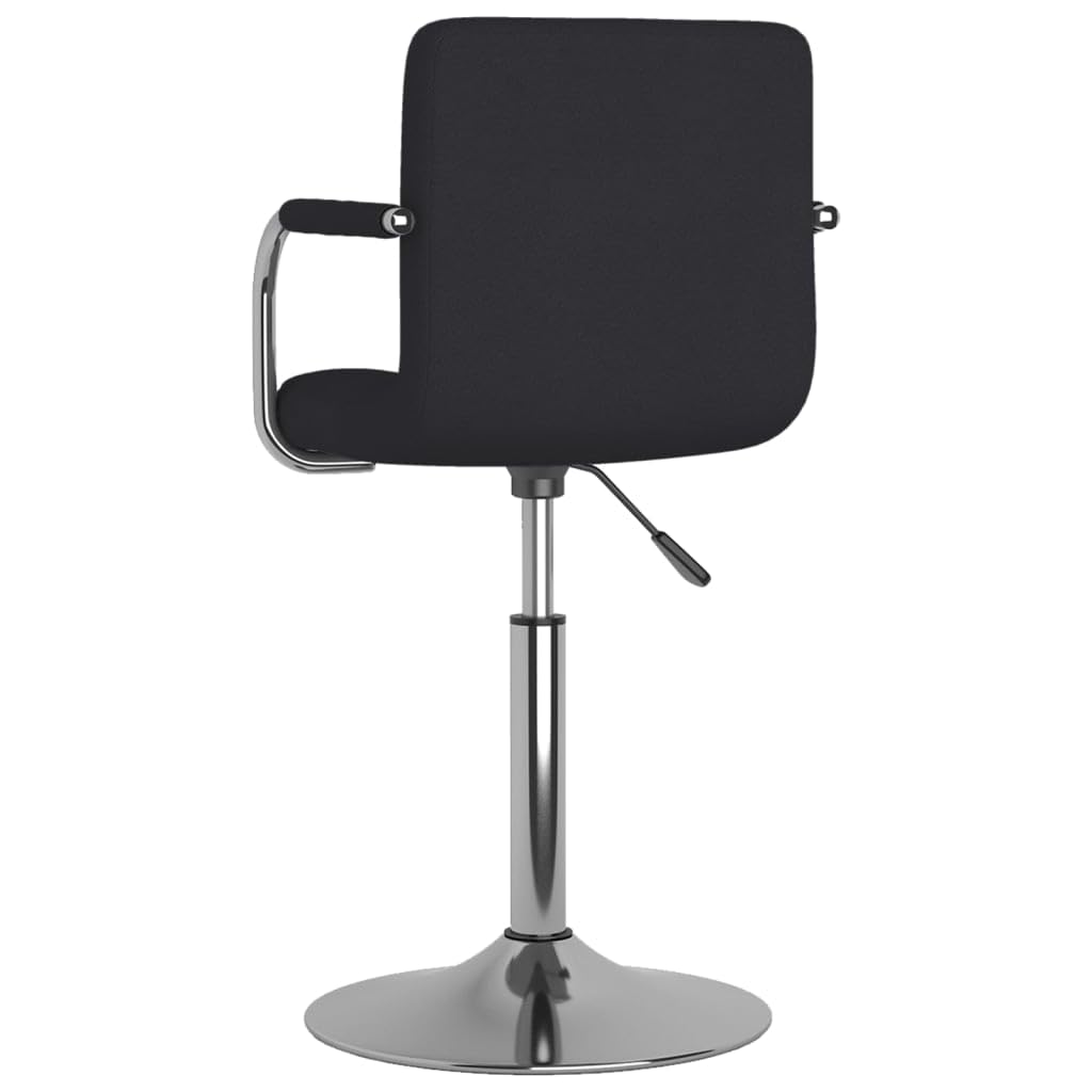 Taburete de bar negro acolchado, estructura de acero cromado con resorte de gas, altura regulable de 71 a 85,5 cm, giratorio 360 grados, con reposabrazos