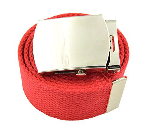 Canvas Military Web Belt & Silver Buckle 60 Inch