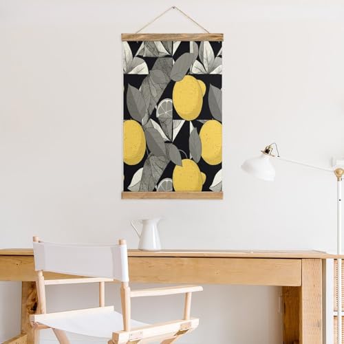 Pintura de pergamino FekiLoot con diseño geométrico de limón y soporte colgante vintage 5