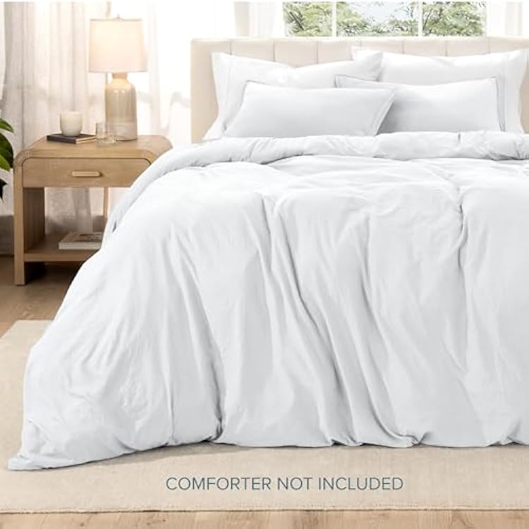 Bare Home Microfiber Duvet Cover Set - Ultra Soft Washed Microfiber - Twin/Twin Extra Long - Linen-Like Look - Easy Care - Breathable Fabric - Our Softest Duvet Cover Set (Twin/Twin XL, White)
