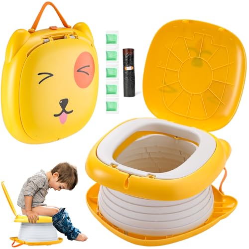 PLUTEO Brinco portátil de viagem para crianças pequenas, assento de sanita dobrável para bebé, urinol para exteriores, cor laranja, adequado para viagens, campismo, parque, carro