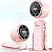 Bearwind Portable Handheld Turbo Fan - 5 Gear High Speed 4000mAh Rechargeable Mini Personal Hand Fan Blow Cold Air, Battery Operated Travel Essentials, Beach Vacation, Gifts for Women, Men (Pink)