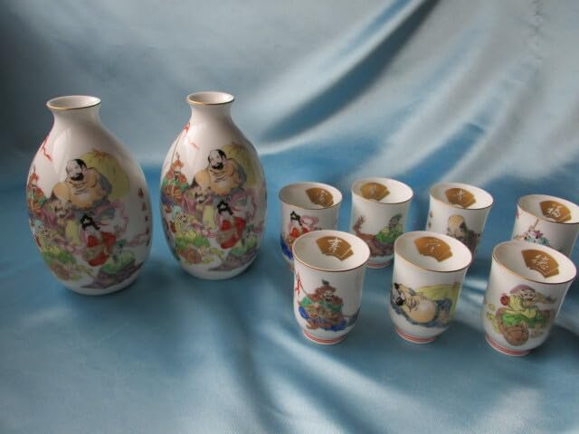Amazon.co.jp: 深川製磁 山口昇然 作 縁起 七福神 酒器 徳利×2