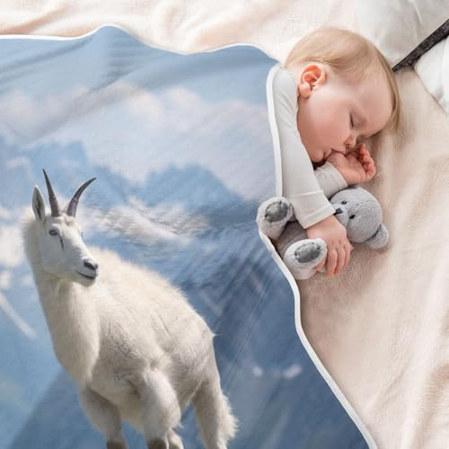 Image of Majestic Mountain Goat Baby Swaddle Blanket for Boys and Girls, Muslin Baby Receiving Swaddle Blanket, Soft Cotton Nursery Swaddling Blankets for Newborn Toddler Infant