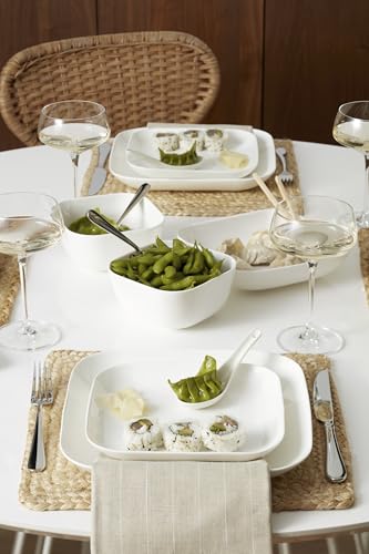 Image of Lenox Dinnerware Set, Studio 1414 Square 16-Piece Set, Service For 4, Bone China Material, Dishwasher & Microwave Safe, Home And Kitchen, Kitchen And Dining, Plates And Bowls Sets (White, 16 Pieces)