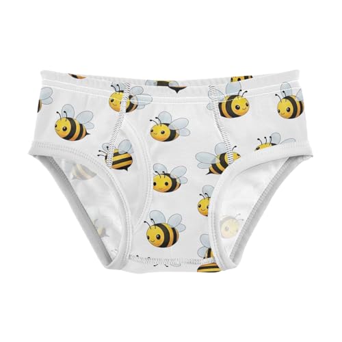 CHIFIGNO Boys Cotton Briefs Soft Underwear Breathable Underwear Briefs for Little Boy, Cute Cartoon Bees White
