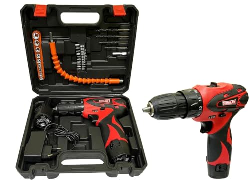 Image of Inditrust Dumdaar 12V Cordless Drill Screwdriver Tool Kit (25PCS) | 1350 RPM Two-Speed Power Drill | 10mm Keyless Chuck | Multi-Torque Clutch | Reversible Switch | Includes 2 x 1.5Ah Power Packs